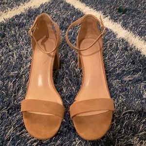 Nude suede 2.5 inch heels